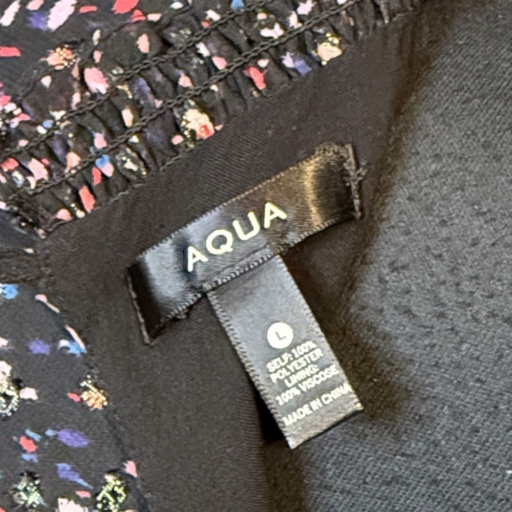 Aqua Women’s Large Black and Pink Ruffle Smocked Maxi Dress - Picture 2 of 9